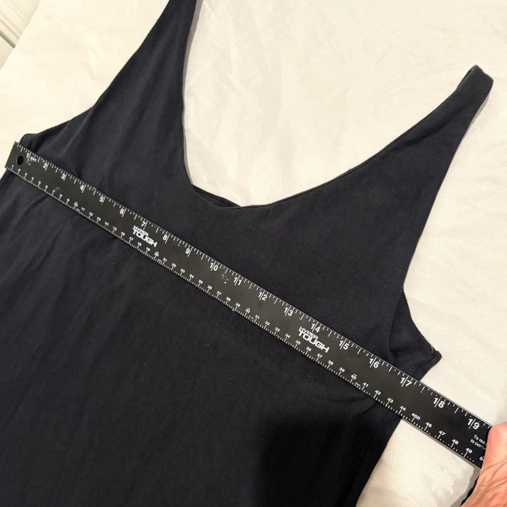 Eileen Fisher Black Organic Cotton Stretch Cami Slip Dress Built-in Bra Med NWOT